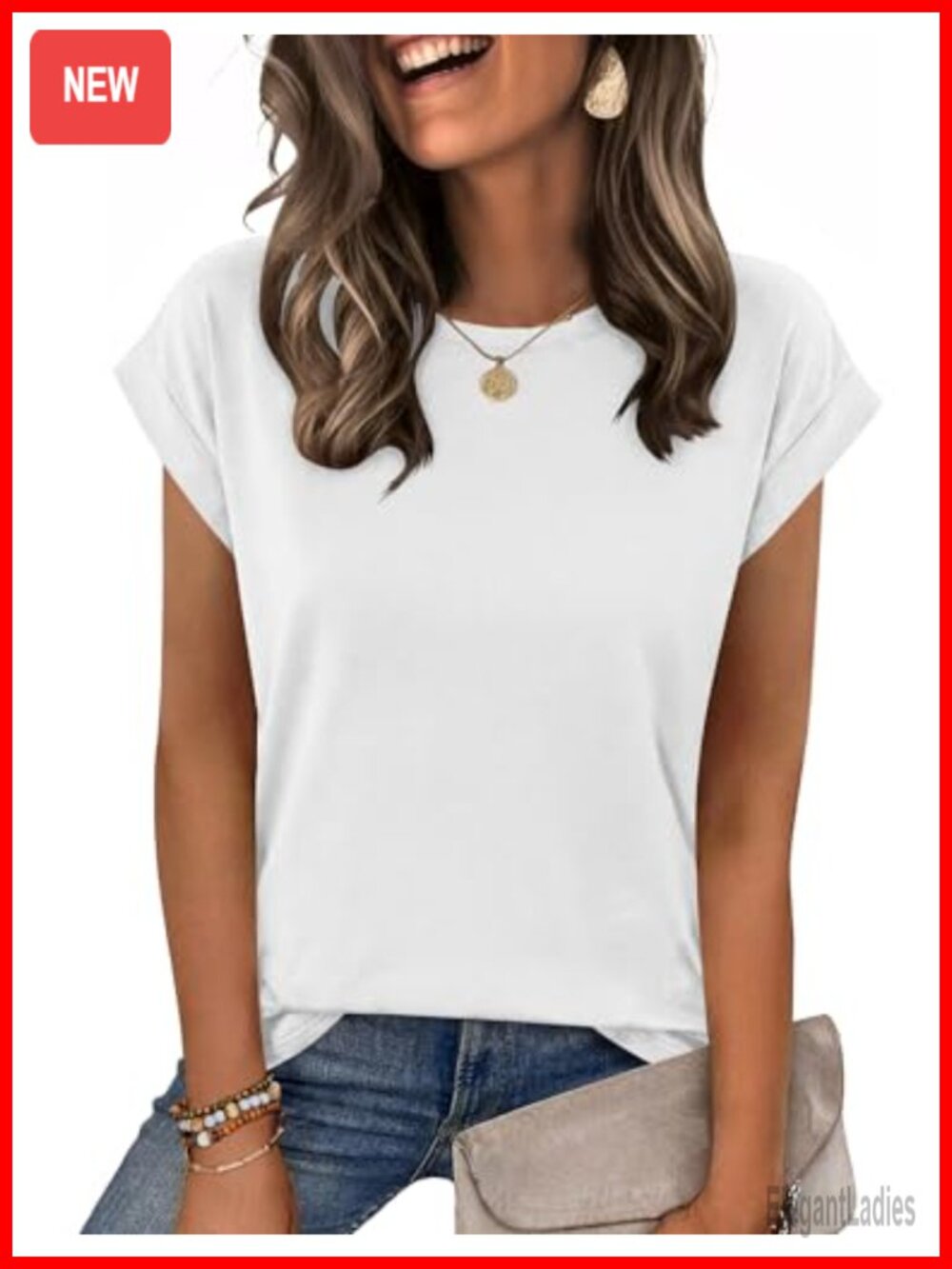 Zeagoo Womens Cap Sleeve T-Shirt Crew Neck Blouse Casual Business Top